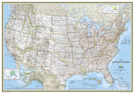 amazoncom united states classic wall map material paper prints