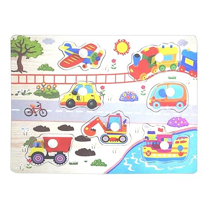 Party Propz Wooden Transport Chunky Puzzle for Toddlers Preschool Learning Educational Toys 7 Pcs Wild by Party Propz (for Kids)