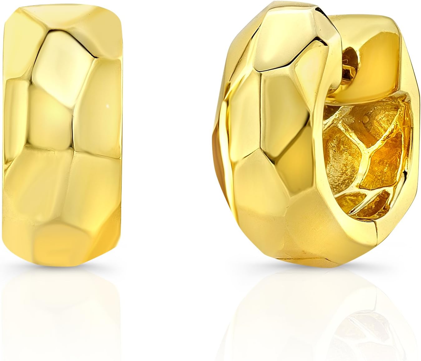 Ron Hami Women's 14ct Yellow Gold Carved Huggie Hoop Earrings