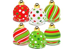 Zhehao 30 Pcs Christmas Disposable Paper Plates 7 Inches Xmas Dessert Plates Christmas Ball Shape Dish Holiday Paper Dinnerware Xmas Birthday Party Supplies for Dessert Salad Appetizer (Stylish Style)