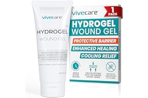 VIVE CARE ViveCare Hydrogel Wound Dressing (3 Oz Tube) - First Aid Healing Gel for Burns, Diabetic Ulcers, Cuts, Surgical Incisions, Debridement, Open Wounds - Soothing Skin Repair Cream Ointment (1)