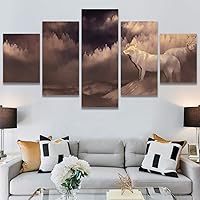 SIGNWIN 5 Panel Canvas Wall Art Modern Art Forest Multicolor Photography Relax/Calm Romantics Scenic for Home Decorations Ready to Hang - 60