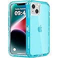 Follaroma for iPhone 14 Case, Heavy Duty Shockproof Protection Phone Cases, Anti-Drop, Dual Layer Transparent Protective Cover Compatible with iPhone 14 (6.1 inch), Crystal Blue