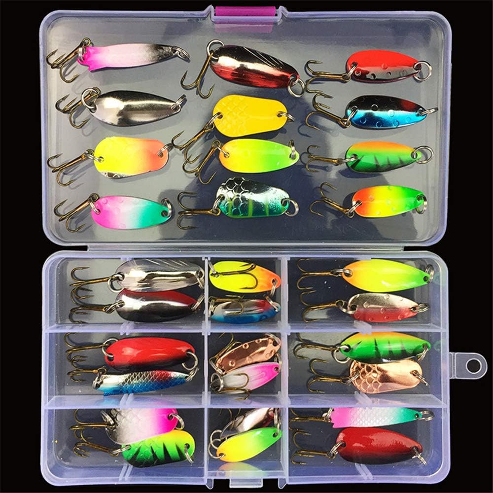 Holzsammlung Fishing Lure Kit, Fishing Lures Baits Tackle Mixed Including Hooks, Crankbaits, Spinnerbaits, Plastic Worms, Topwater Lures, Tackle Box and More Fishing Gear Lures Kit Set