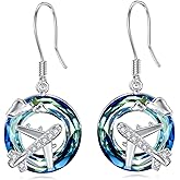 Airplane Earrings Sterling Silver Travel Airplane Dangle Earrings Airplane Jewelry for Women Pilot Aviation Lovers