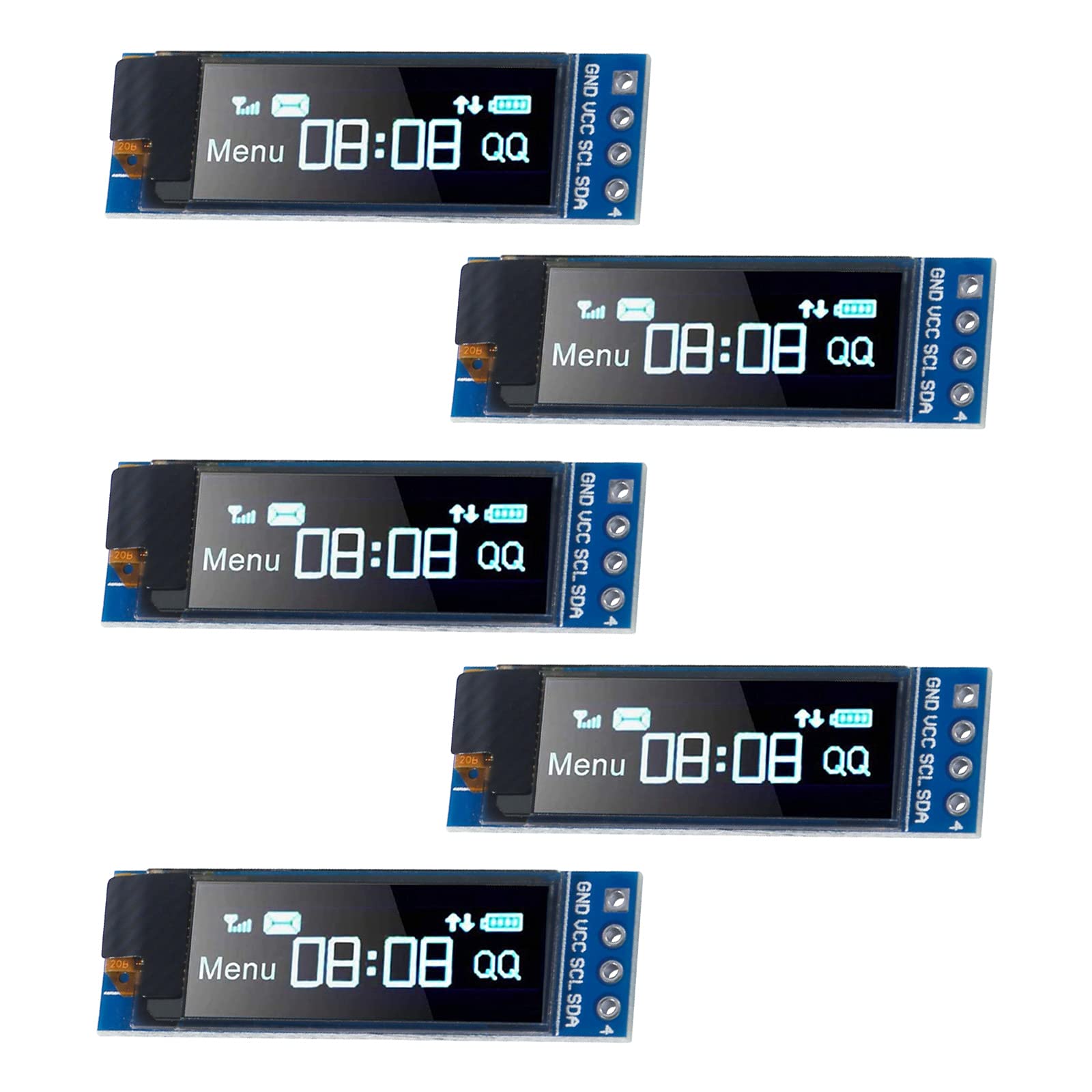 ALAMSCN 5PCS OLED Display Module 0.91 Inch IIC I2C OLED Screen Driver DC 3.3V-5V, Blue