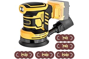 SINGTIP 5-Inch Random Orbital Sander, Cordless Sanding Machine Compatible with Dewalt 20V Battery(NO Battery), Brushless Electric Sander with Dust Collector, 6 Variable Speed for Woodworking, Furniture