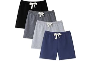 Fulmenax 4 Pack Boys/Toddler French Terry Cotton Shorts with Drawstring for Kids Summer Athletic Casual Short Elastic Waist