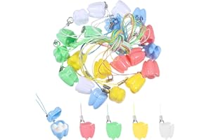 JIYIN 20 Pcs Tooth Necklace Boxes for Lost Teeth Organizer, Cute Plastic Tooth Holder Cases Baby Milk Teeth Storage Case, Colorful Tooth-Fairy Box for Kids Keepsake Ornaments Accessories