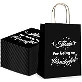 Enjamyo 20 Pcs Kraft Paper Gift Bags with Handles for Employee Coworker Colleague,Thank You Gift Paper Bags,Thank You for Being Awesome Gift Bag(8.3 x 4.3 x 10.6 Inch,Black)
