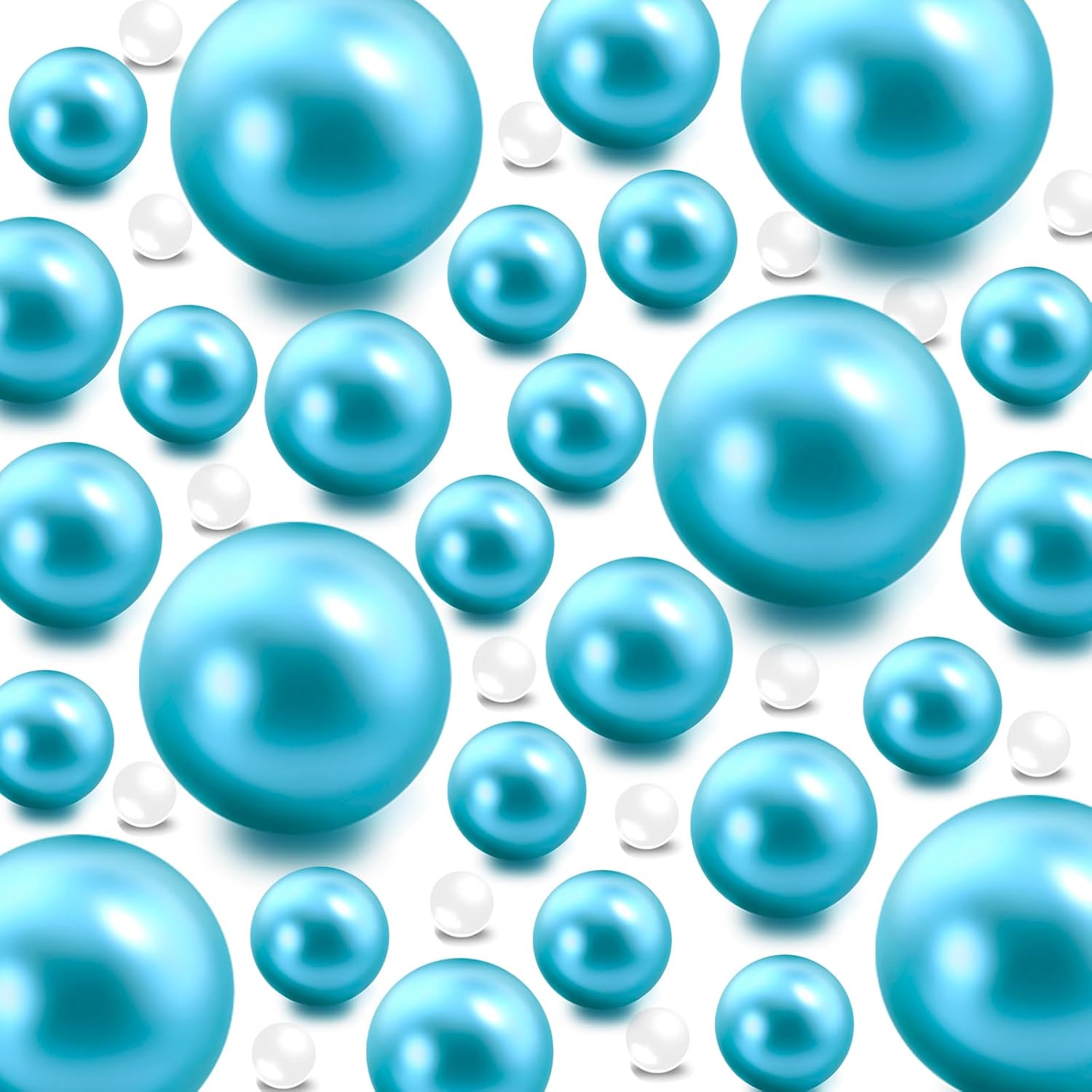 Vase Fillers - 120 Pieces Floating NO Hole Pearls and 500 Pieces Transparent Water Gels,Light Blue Floating Beads for Vases Floating Candles Home Weddings Table Centerpieces Party Decor(10mm,14mm,20mm)Light Blue