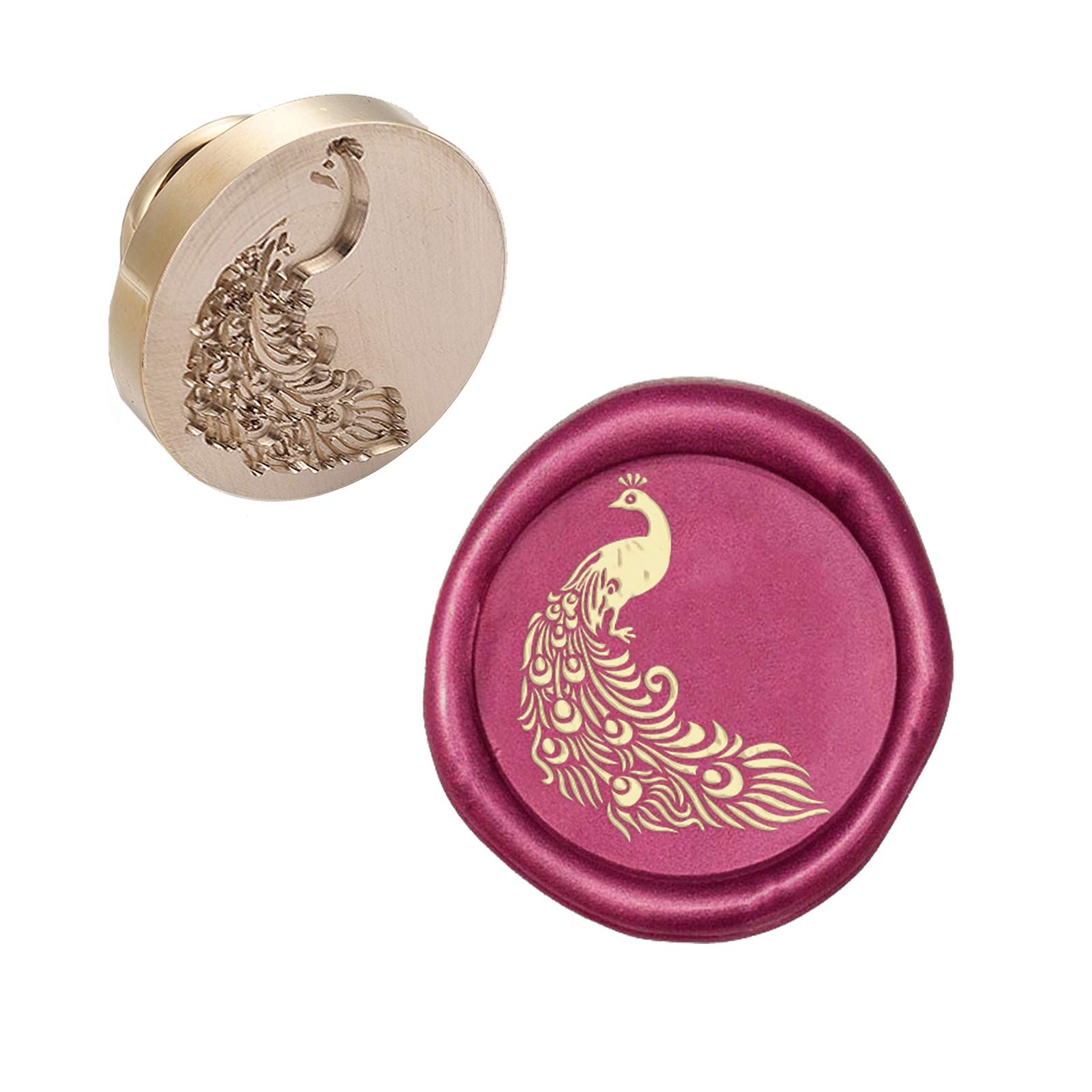 CRASPIRE Wax Seal Stamp Head Peacock Removable Sealing Brass Stamp Head for Creative Gift Envelopes Invitations Cards Decoration