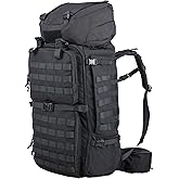 Zsearaymy 75L Hiking MOLLE Backpack with Internal Frame & Rain Cover for Tactical, Camping, Backpacking, Survival Travel (Black)