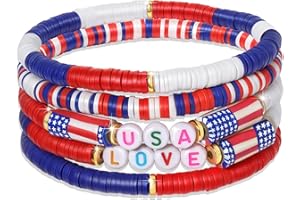 ecozran Friendship Bracelets - Beaded Bracelets Set for Teen Women, Stretchable Preppy Bracelets, Stackable & Colorful Bracelets - Ideal Gifts, 4th of July, Halloween, Christmas
