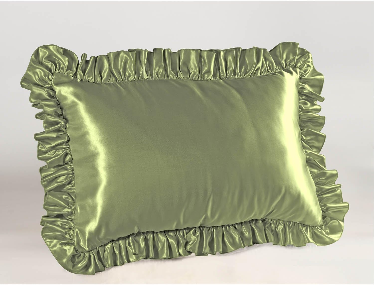 Amazon Com Sage Satin Ruffled Pillow Sham King Home Kitchen