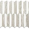 Vamos Tile Peel and Stick Backsplash Seamless Tile,1-Sheet Stick on Backsplash for Kitchen and Bathroom,White and Beige Slate PVC Mixed Metal Gold Self Adhesive Mosaic Tiles