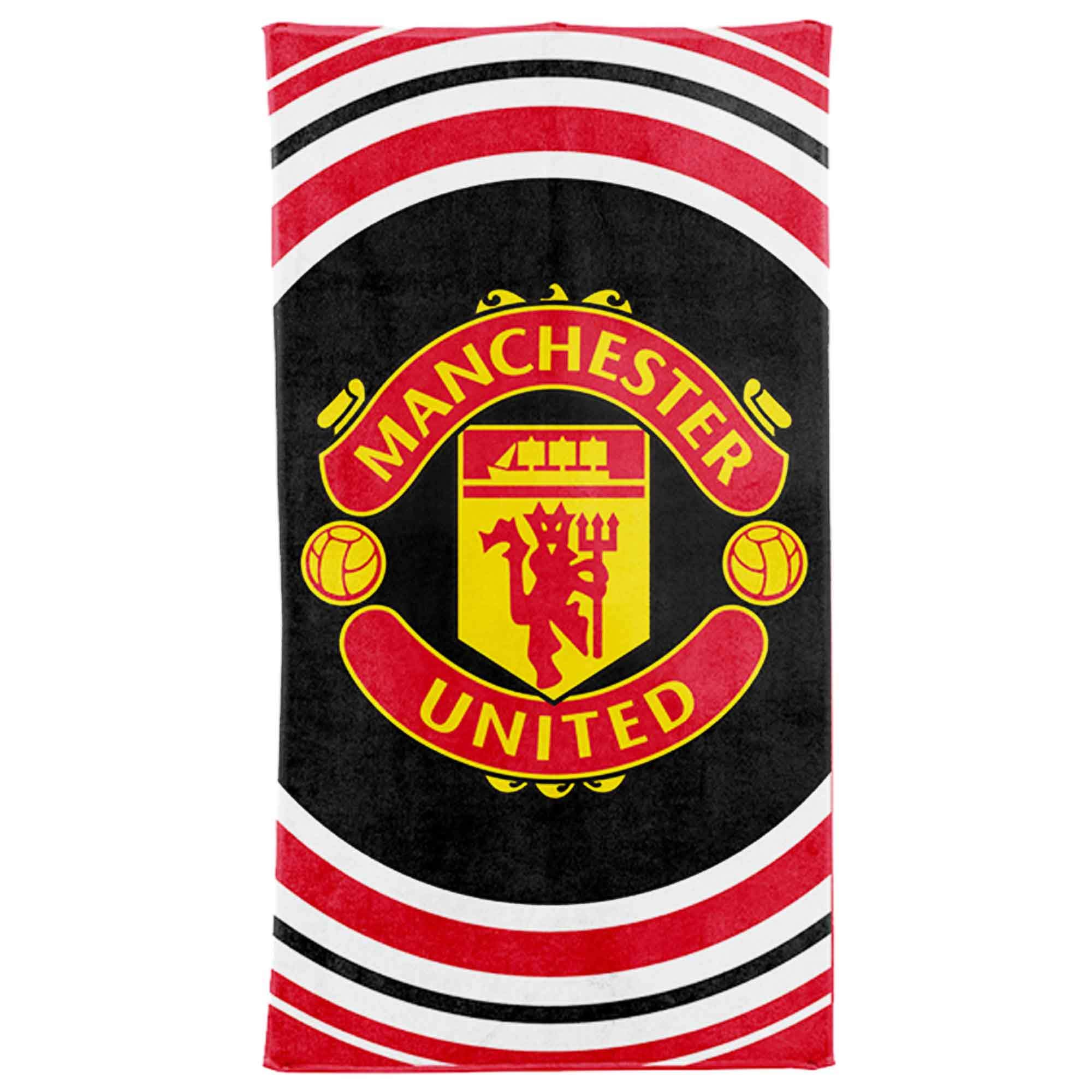 MUFC Official Manchester United Crest Beach Towel (100% Cotton-70cm x 140cm)