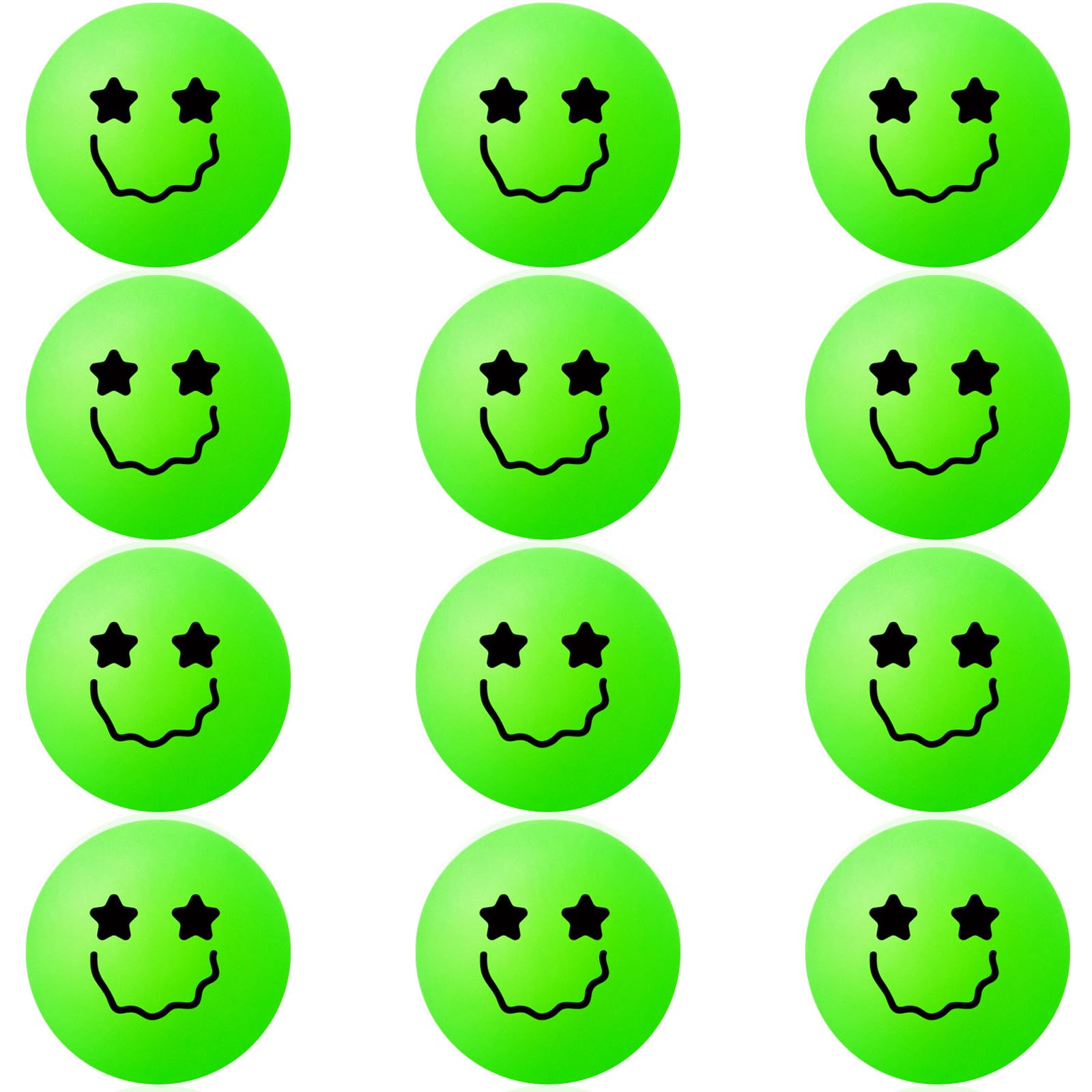 Photo 1 of 2 Soulchen 40mm Valentine's Day Table Tennis Balls Bulk St Patrick's Easter Games Balls Table Tennis Gifts Party Games Goodie Bag Pet Playmate(12 Pcs,Glow in The Dark Green,Smile Face)