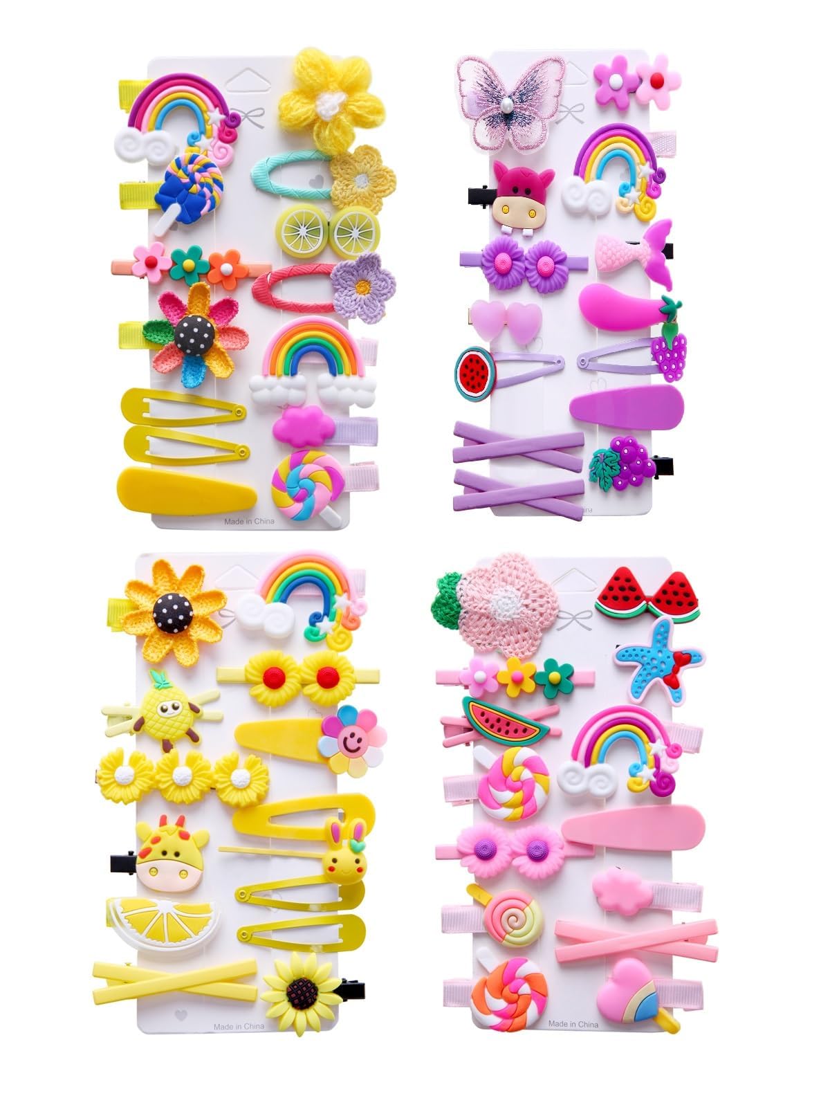 Photo 1 of 56PCS Toddler Hair Accessories Set: Colorful Rainbow Barrettes, Pins, Candy Fruits, Butterflies for Kids' Stylish Hairstyles