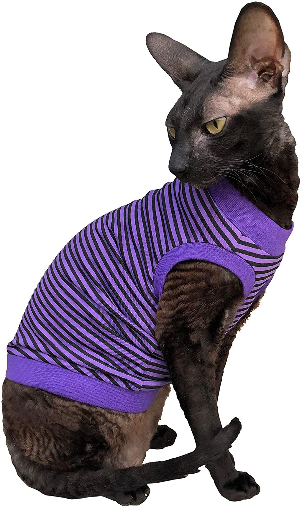 Kotomoda Cat's T-shirt Purple - Black stripes (XS) — image 1
