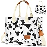 Canvas Tote Bag for Women with Pockets Crossbody Bag Tote Shoulder Handbags Casual Work Bags Everything Tote Bag