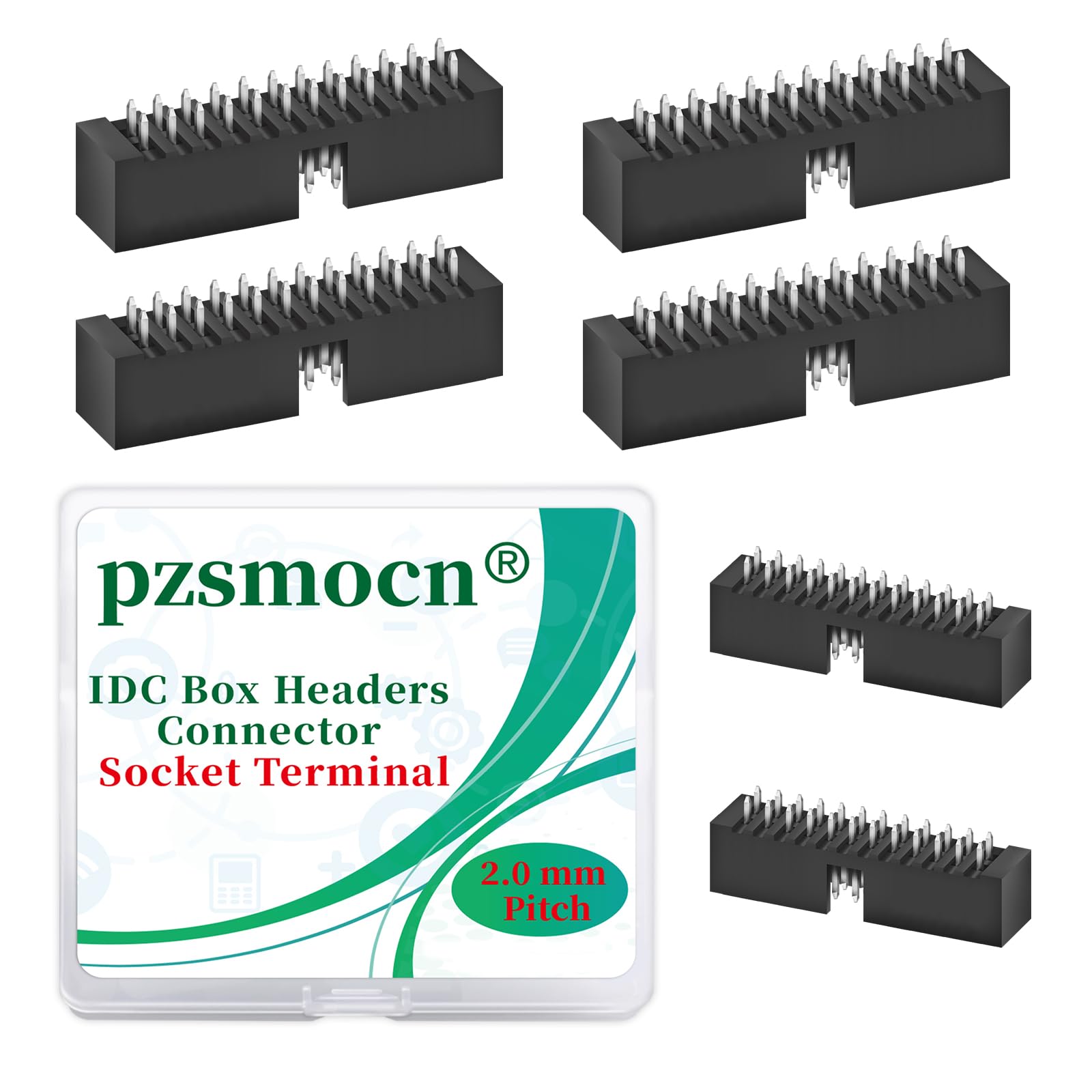 Pzsmocn 20 Pieces IDC 2 * 12 Double Row 2.0 mm Pitch JTAG ISP 24-Pin Straight Pin in-line Box Header Connector Adapter Cable Male Socket Terminal for PCB Electronic Equipment Projects.