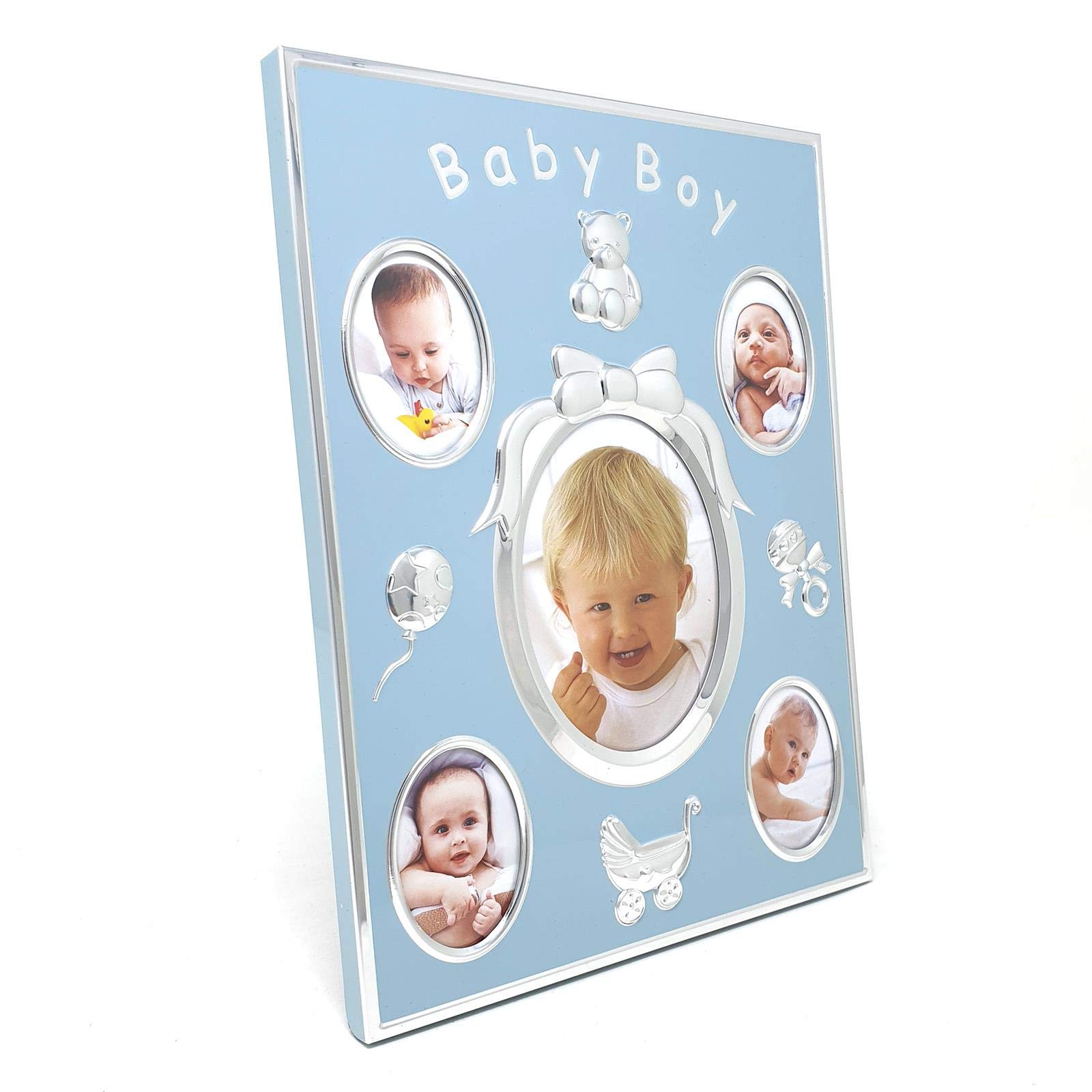 The Leonardo Collection Baby Boy Blue Multi Photo Picture Frame Free Standing Wall Mounted