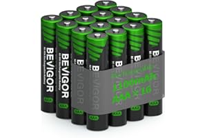 BEVIGOR Rechargeable AAA Batteries, 1100 mAh High Capacity, LSD Low Self Discharge Technology, 1.2V NiMH AAA Batteries,Telephone Batteries, Long-Lasting Triple AAA Rechargeable Batteries 16 Count