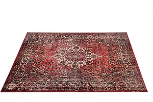 DRUM N BASE DRUMnBASE Vintage Persian Style Stage Rug | Non-Slip Waterproof Drum Mat | 6 FT x 5.25 FT Vibration-Reducing Rug for Drums, Amps, Pedalboards and Studio Use | Durable Red Drum Carpet