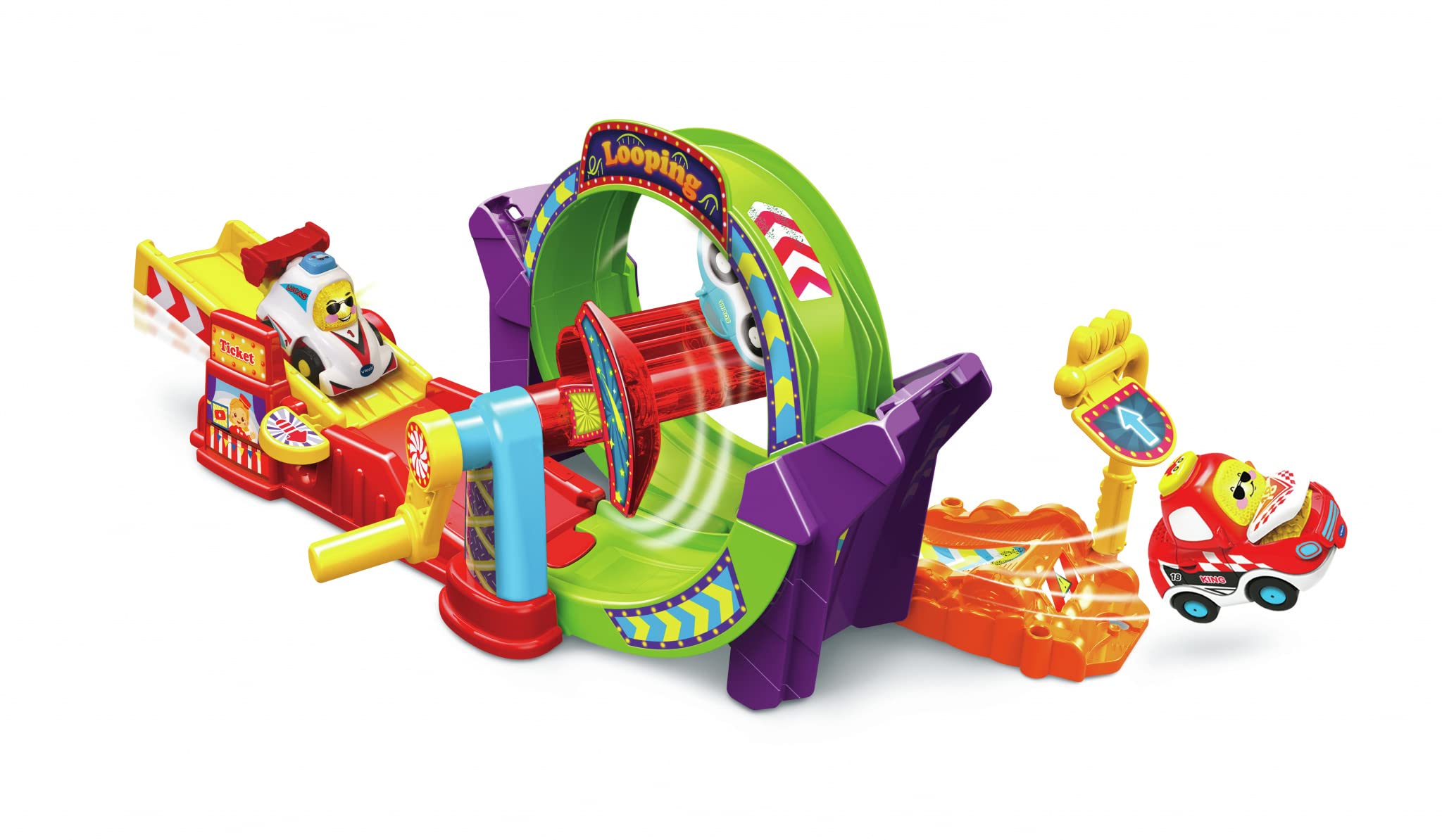 Vtech - Tut Tut Bolides, Tut Tut Looping avec Voiture King Roi Du Looping, Circuit Voitures Enfant, 1 Zone Magique, Cadeau Garçon et Fille De 1 An à 5 Ans - Contenu En Français