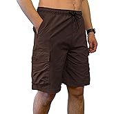Southpole Mens Tech Woven Nylon Cargo Shorts, Quick Dry, Lightweight, Adjustable Waist