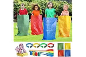 ABNAOK 20PCS Outdoor Games Potato Sack Race Bag, 3-Legged Race Bands, with Egg and Spoon Race Lawn Games for Outside Backyard Field Day Birthday Party Games for Kids and Adults.