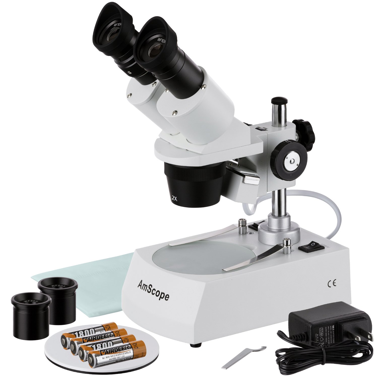 AmScope - 20X-80X LED Wireless Stereo Microscope Cordless, Black