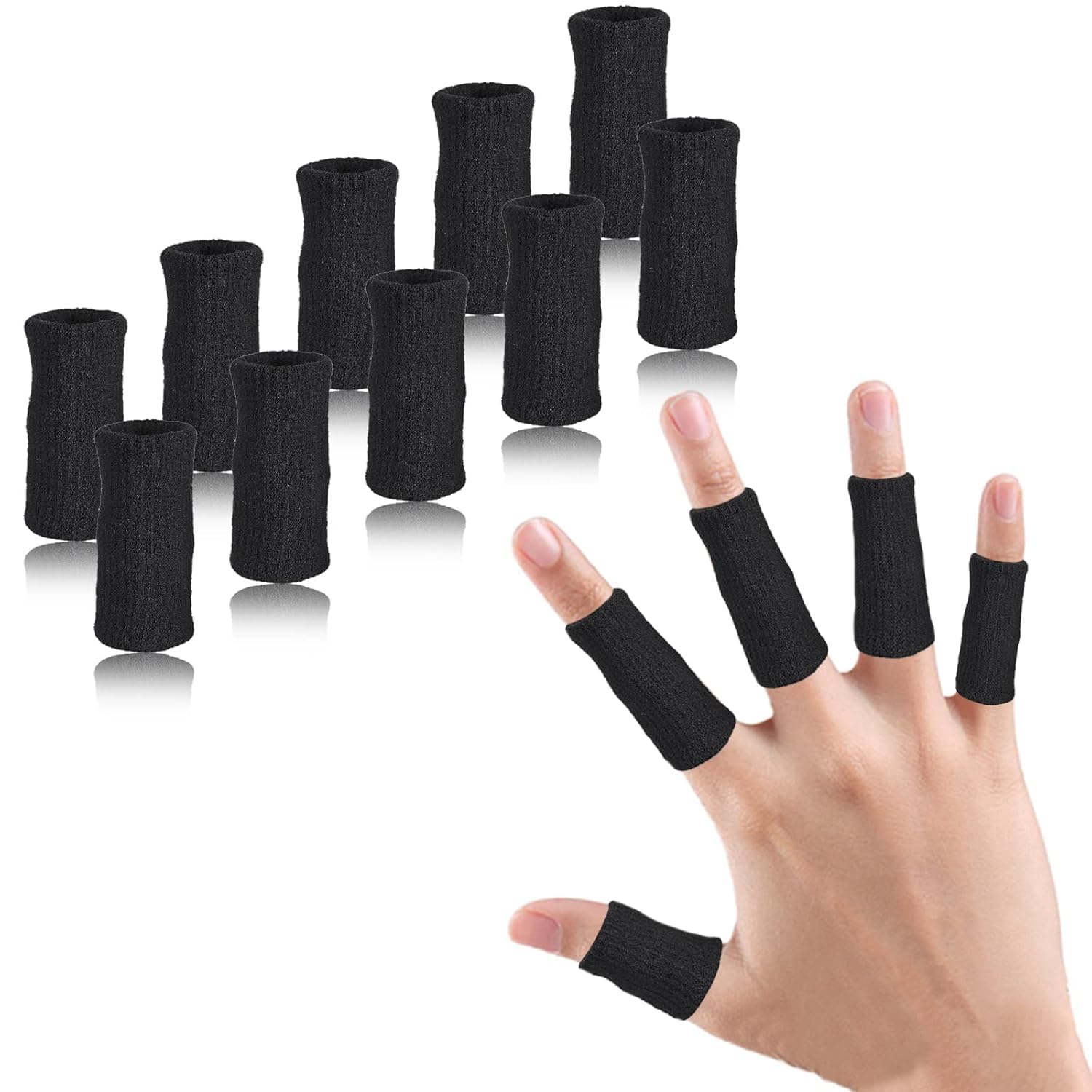 EDNYZAKRN 10Pcs Finger Compression Sleeves Support, Finger Sleeve Protectors Cots Thumb Brace for Trigger Finger Arthritis Swelling Basketball Sport