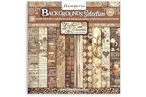 Stamperia Scrapbooking Small Pad 10 Sheets cm 20.3 x 20.3 cm Backgrounds Selection - Coffee and Chocolate