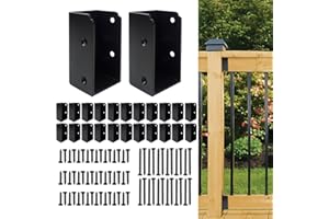 VoTwoofv Deck Railing Brackets Connectors 24Pcs,U-Shaped Concealed Brackets for 2"x4" (Actual 1.5"x3.5") Wood Posts,Black Powder Coated Brackets for Stair Fence Railings W/Hardware…