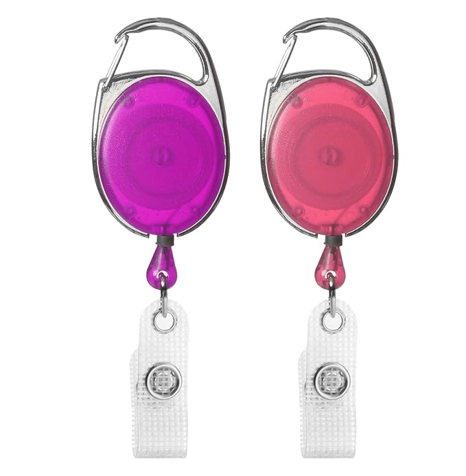 1 x Karteo® Ausweisjojo rosa | Ausweis Jojo oval | Vinylstrap gewerbeverstärkt und Aufrollmechanismus | für Ausweishüllen Kar