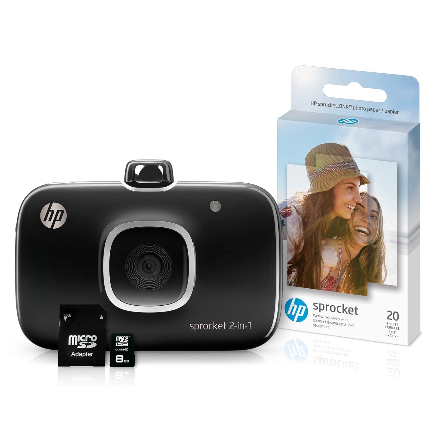 HP Sprocket 2in1 Portable Camera Photo Printer w/ 8GB MicroSD Card