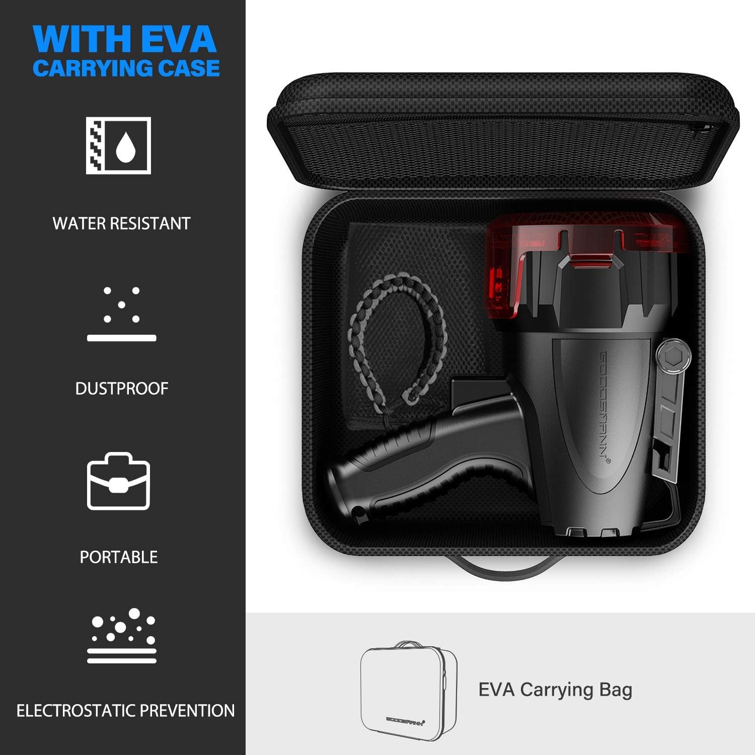 GOODSMANN Spotlight 6000 Lumen Boat Spotlight Waterproof Rechargeable Marine Spotlight LED Hunting Spotlight with Detachable Red Light Filter, EVA Carrying Case 9903-C102-01 - - 