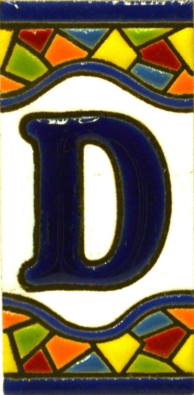 House letters 3 inch. Handpainted house letter tiles for signs, addresses and names. Address numbers for houses. House address numbers and letters. Design Design MOSAICO MINI 2,87" x 1,38" (LETTER D)
