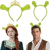 Srotmirw Green Ogre Ears Princess Headband with Ears and Crown for Women Adult Halloween Parties Cosplay Costume Accessories