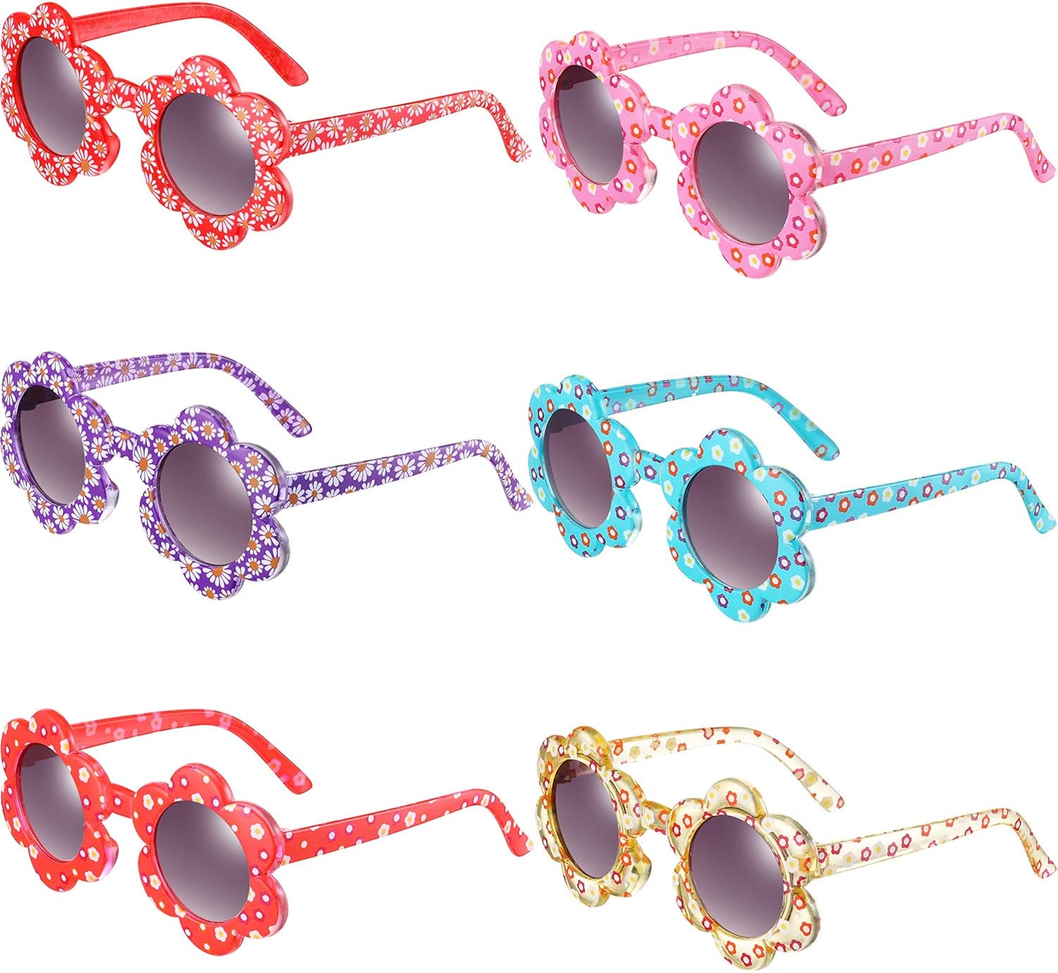 6 Pairs Flower Kids Sunglasses Cute Round Flower Sunglasses