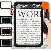 Large Magnifying Glass with Light, Full Page Magnifier 48LED Cold & Warm Light with 3 Modes, Folding Handheld Illuminated Lig