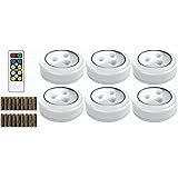 Brilliant Evolution LED Puck Light 6 Pack with Remote | Wireless LED Under Cabinet Lighting | Under Counter Lights for Kitche