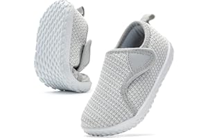 nerteo Toddler Boy Girl Sneakers Wide Toe Box Adjustable Barefoot Slip on Shoes Lightweight Walking Running Non-Slip Breathable Tennis Athletic School Gym Shoes