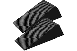 HURDAOS Large Rubber Door Stoppers Wedge for Bottom of Door, Tall up to 2 Inch, 2-Pack Non-Slip Doorstops for Floor, Black Big Sturdy Doorstop for Home Office School Commercial Use