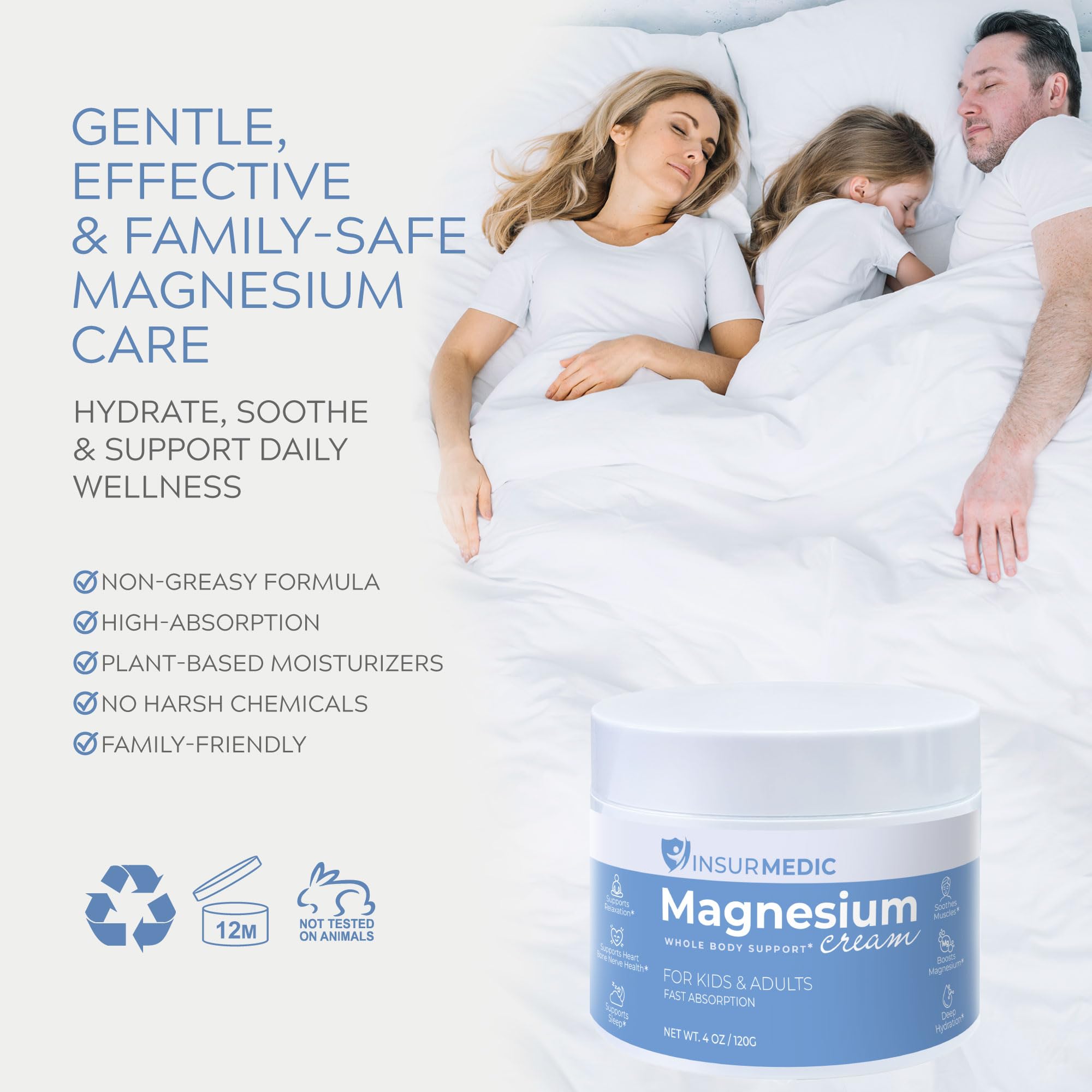 InsurMedic Magnesium Cream for Neuropathy - Nerve Muscle Cramps & Body Pain Support Topical Lotion for Kids Adults - Relaxing Calming Nighttime Rub with Lavender Shea butter for Legs Feet Back
