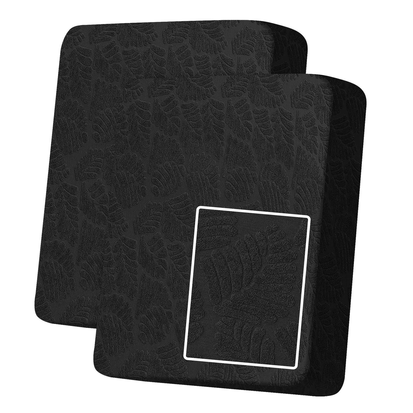 MAXIJIN Stretch Sofa Seat Cushion Cover Jacquard Sofa Seat Cover Non-Slip Couch Seat Slipcover Protector Replacement for Individual Cushion with Elastic Bottom (Black, 1 Seater*2)