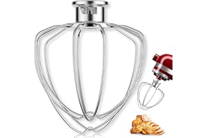 GUANQIAO 6-Wire Whip Attachment Fits KitchenAid Tilt-Head Stand Mixer Replace K45WW, Stainless Steel, Egg Heavy Cream Beater, Cakes Mayonnaise Whisk