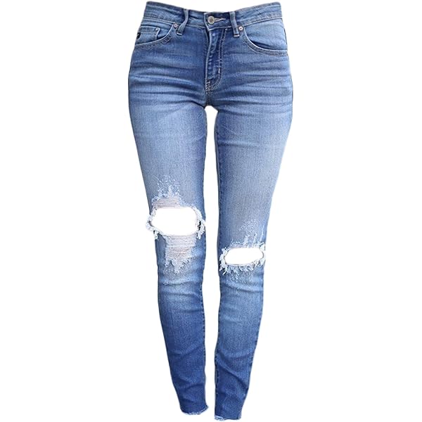 Andongnywell Women's Stretchy Ripped Skinny Jeans - Butt Lifting Distressed Denim, Dark Blue, X-Large - View #4